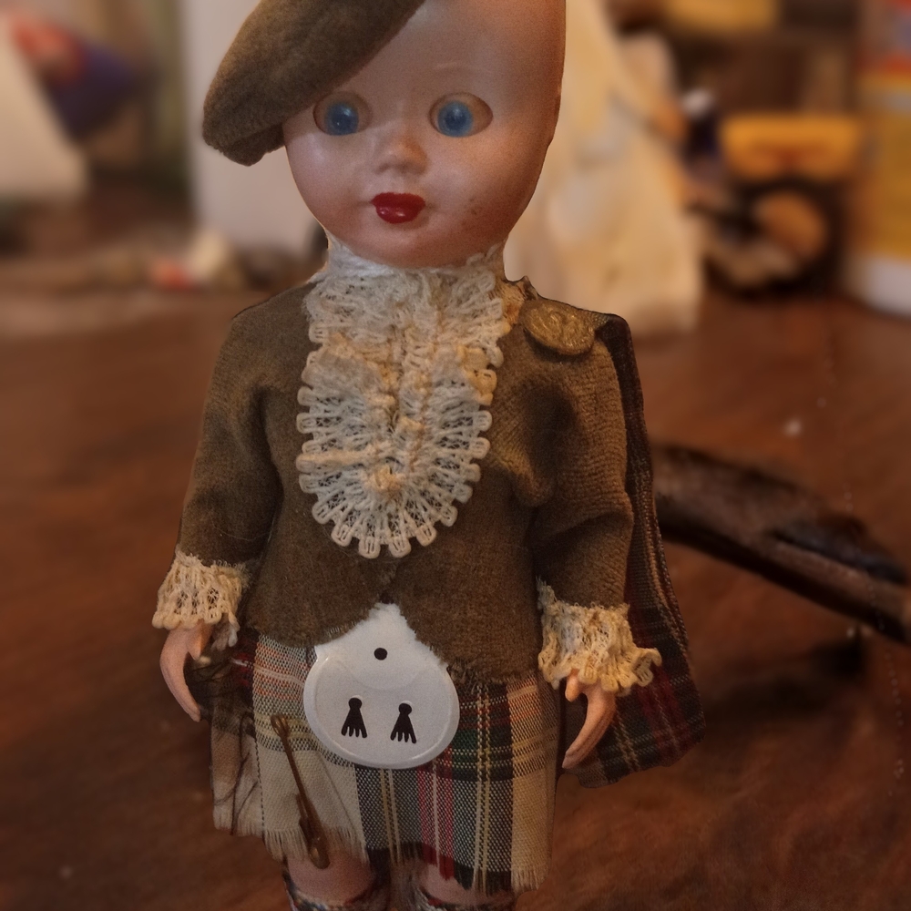 Plaid Scottish Doll with Green Outfit